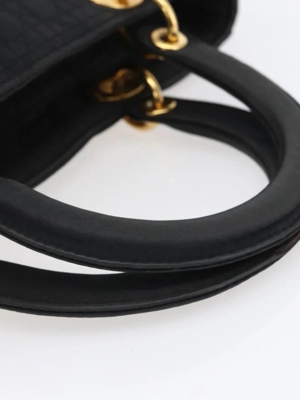 Christian Dior Canage Hand Bag Nylon Black Gold Auth - Picture 10 of 15